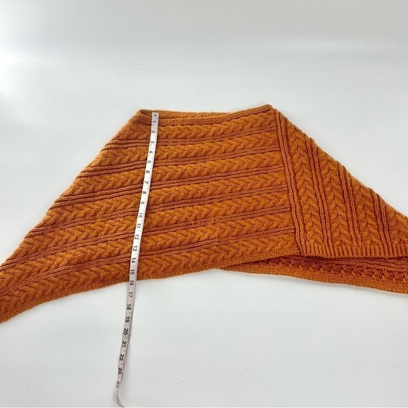 Handmade Pumpkin Rust Orange Boho Chunky Cable Knit Cropped Poncho Sweater Small - Picture 5 of 5